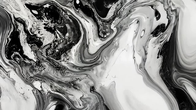 Mesmerizing Black and White Liquid Marble Texture Background for Creative Projects