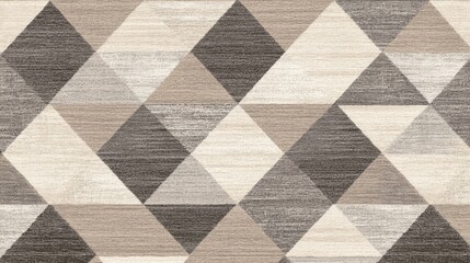 Geometric Abstract Rug Design: Beige, Gray, and Brown Triangles Pattern