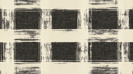 Abstract Black and Beige Check Pattern Textile Design