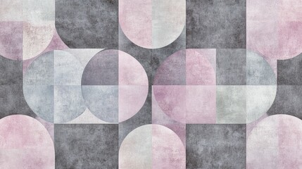 Abstract Geometric Pattern in Dusty Rose and Gray Tones
