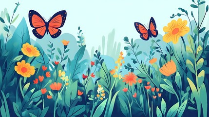 Butterflies  Wildflowers Meadow.