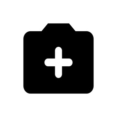 Black folder icon with a white plus sign in the center representing adding a new file or document icon