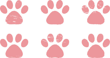 肉球のハンコ・スタンプ　犬　猫　ピンク　Dog and cat paw print.