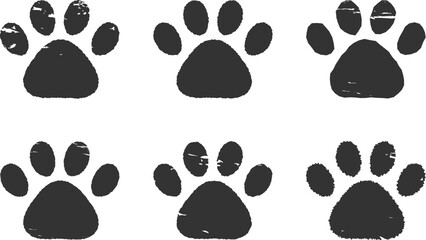 Fototapeta premium 肉球のハンコ・スタンプ 犬 猫 黒 Dog and cat paw print.