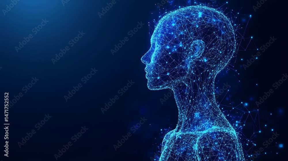 Aufkleber abstract depiction of human intelligence. interconnected network representing consciousness and thou
