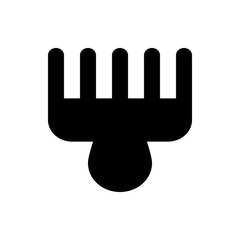 Illustration of a black abstract symbol resembling a comb or rake with a rounded base element design shape