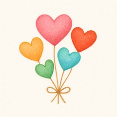 Obraz premium Colorful heart-shaped balloon bouquet.
