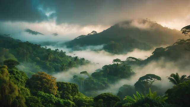 Costa Rica, Cordillera de Talamanca: Fog Over Tropical Jungle