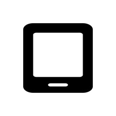 Illustration of a black smartphone with a white screen and a single button at the bottom center area