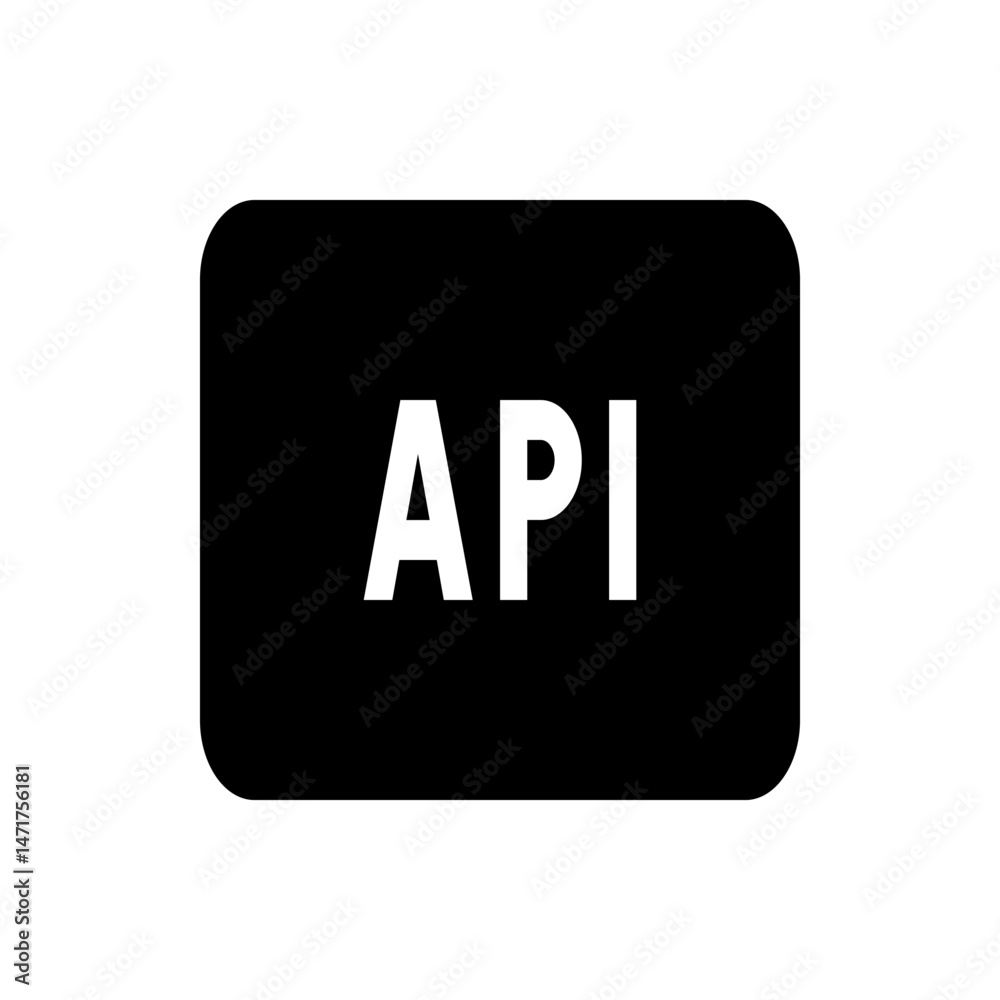 Poster api text in white color with black background and rounded corners in a simple and clean illustration