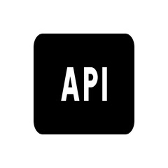 Api text in white color with black background and rounded corners in a simple and clean illustration style