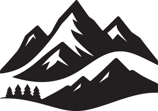 Majestic Mountain Silhouette Vector Illustration Dramatic Peaks and Valley Design