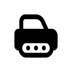 Illustration of a stylized black car side view with three white circles representing lights or details