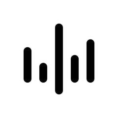 Illustration of black vertical bars of varying heights against a white background creating a sound wave effect
