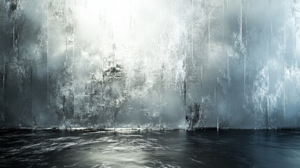 Abstract icy gray background with a reflective floor.