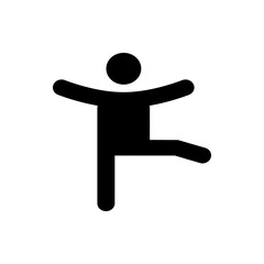 Silhouette of a person standing on one leg with arms outstretched in a balance pose, isolated on white