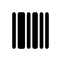 Illustration of a barcode with black vertical bars and rounded edges on a white background design element