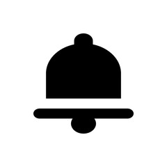 Illustration of a simple black bell with a rounded top and a clapper hanging below the body of the bell