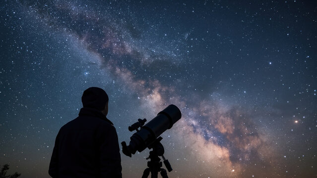 Stargazer observing Milky Way