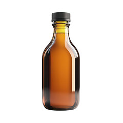 Amber glass bottle with black cap