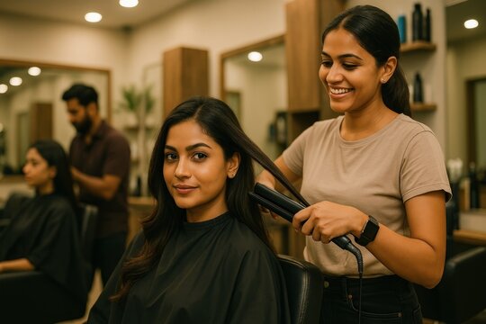 Hair salon styling session