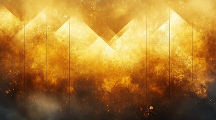 Abstract background design with golden geometric shapes.