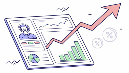Business Graph with Arrow &ndash; Vector Illustration of Financial Growth

