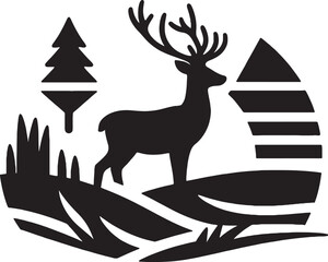 Detailed Illustration of a Majestic Deer in a Natural Setting