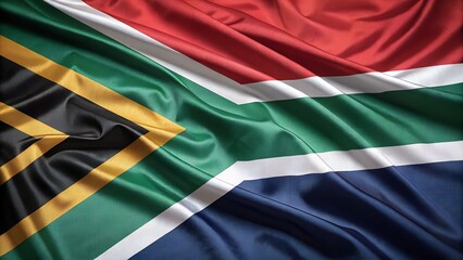 South Africa Flag, with Waving Fabric Texture Close up full background