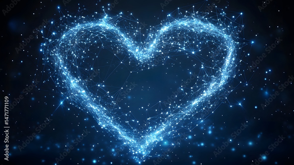 Leinwandbilder a digital heart glows with interconnected points and lines, symbolizing innovation and connection. p