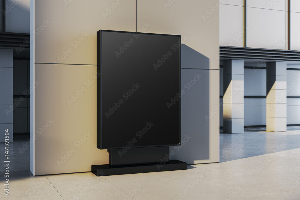 Poster blank vertical billboard mockup placed against modern wall in daylight for branding or advertising d