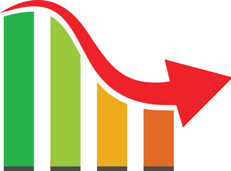 Colourful decrease arrow chart icon template