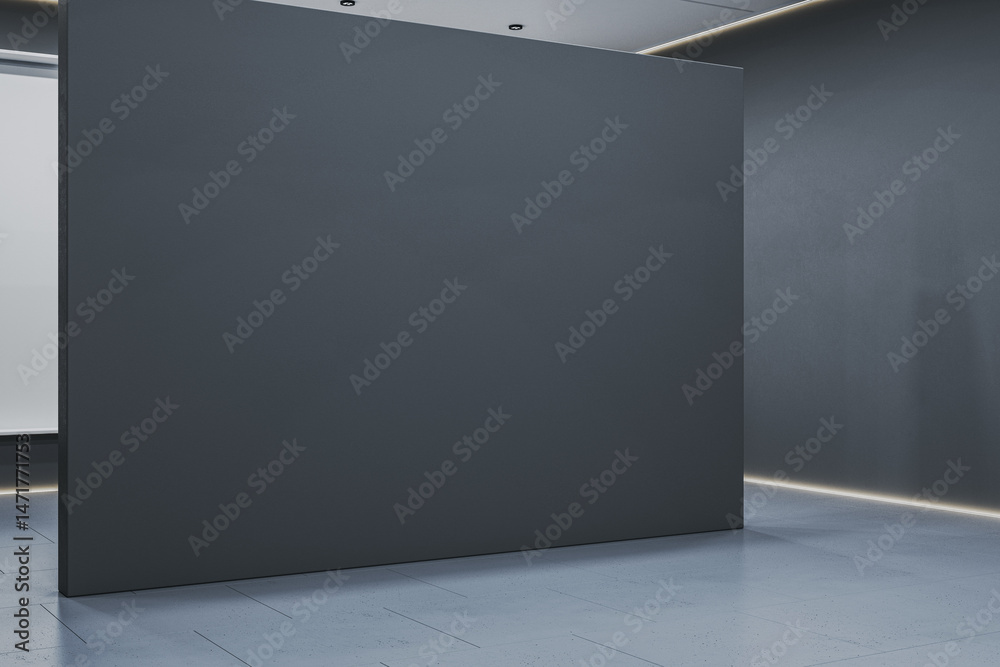 Poster empty black wall mockup in modern interior room with clean minimal design and soft lighting for crea