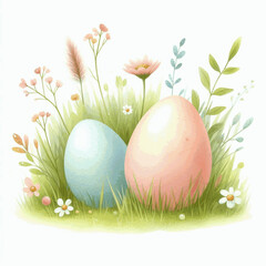Blossoming Pastel Eggs pastel easter eggs isolated watercolor vector illustration svg