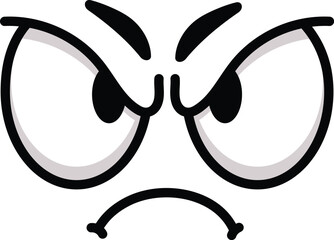 Cartoon face expressing anger and disapproval, featuring furrowed eyebrows and a frowning mouth, effectively conveying a strong negative emotion and a sense of irritation
