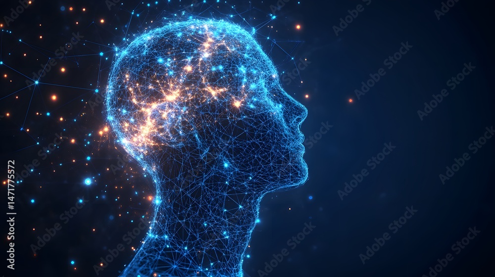 Aufkleber high-tech representation of human intelligence. a connected mind visualized with vibrant orange acce