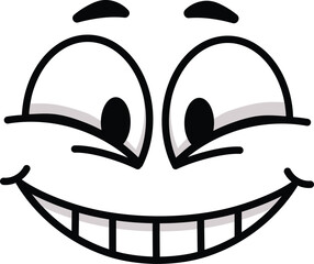 Cartoon character displaying a mischievous face, winking and smiling broadly, showcasing teeth while radiating a playful attitude filled with humor and joy