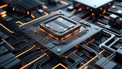 2D illustration, abstract futuristic electronic circuit with organic, flowing pathways, like bioluminescent neural networks, soft glows, interconnected nodes, fluid technology background