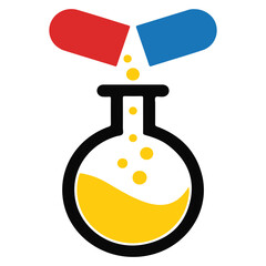 Pill Chemistry Icon Design SVG – Pharmaceutical Symbol – Medicine, Health, Drug, Chemical, Pharmacy, Tablet, Healthcare, Wellness, Science, Prescription, Medical Concept