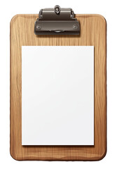 Wooden clipboard with blank paper