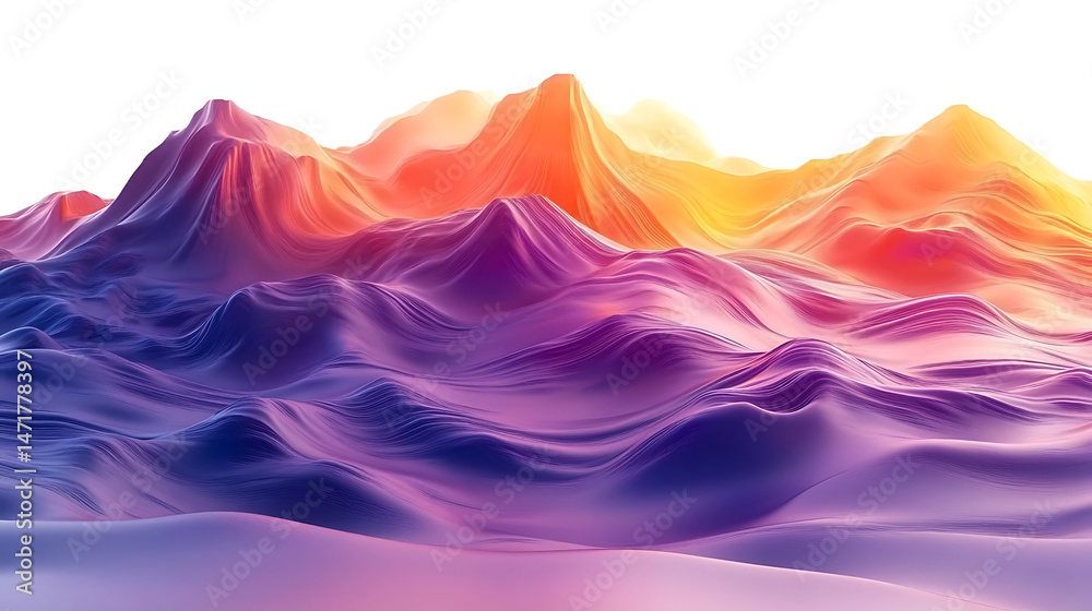 Poster abstract mountain landscape with gradient colors rendering smooth lines and shapes artistic digital 