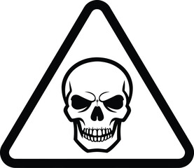 Danger Sign: A stark graphic of a skull warns of potential danger within a bold, triangular frame, commanding attention and conveying a clear message of hazard. 