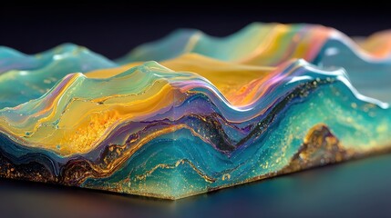 Abstract Colorful Resin Art Landscape Multicolored Waves Texture Background