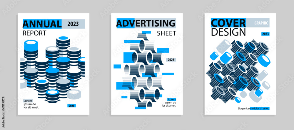 Canvas Prints abstract vector covers and posters with 3d isometric cubes blocks, geometric construction with block