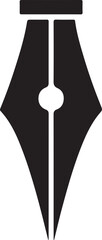 A clean, elegant vector illustration of a fountain pen
nib logo on a white background