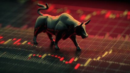 Abstract digital illustration of stock market trends with financial graphs and data visualization on a modern blue background