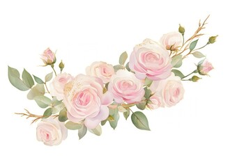 Fototapeta premium Delicate pink roses floral illustration