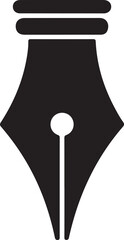 A clean, elegant vector illustration of a fountain pen
nib logo on a white background