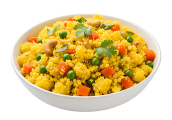 Delicious Vegetarian Upma Recipe Indian Breakfast Food Yellow Rice Vegetable Upma Healthy Eating on Transparent background