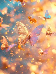 Colorful abstract background with butterflies light texture energy glow wings swirl fantasy new beautiful stock image illustration AI